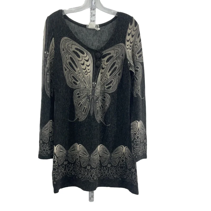 Super Sale Fashion Blvd Black/Gray Women's Butterfly Themed Sweater Dress, Cotton, Size S