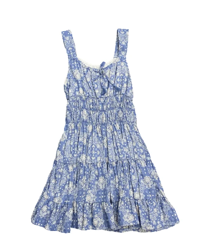 Today’s Special Blue Bandana Ruched Body Ruffle Hem Dress