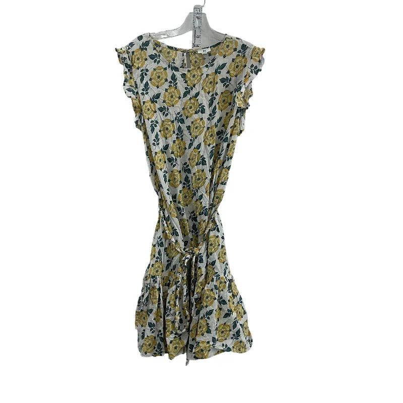 Big Discounts Dip Women's White/Yellow Flower Tie Waist Mini Dress Size L Preowned
