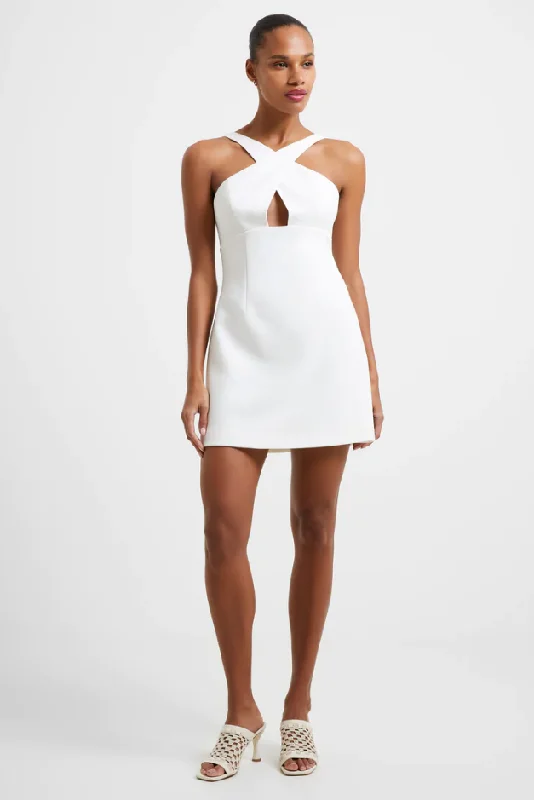 Deal Frenzy Summer White Whisper Ruth Crossover Neck Dress