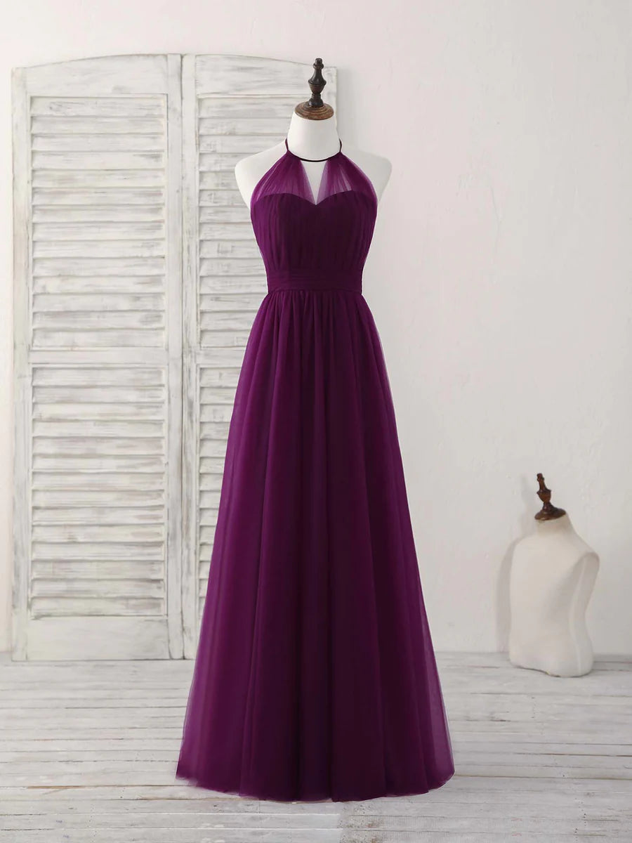 Today’s Deal Simple Tulle A-Line Purple Long Prom Dress Halterneck Floor-length Bridesmaid Dress Today’s Deal Simple Tulle A-Line Purple Long Prom Dress Halterneck Floor-length Bridesmaid Dress