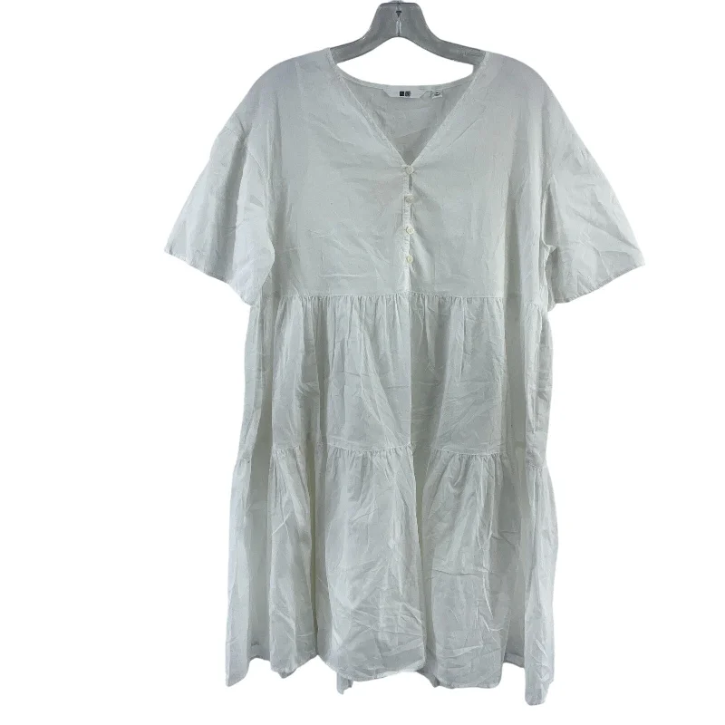 Friends and Family Sale Uniqlo White Built-In Slip Babydoll A-Line Dress Knee Length Women’s M Poly NWT
