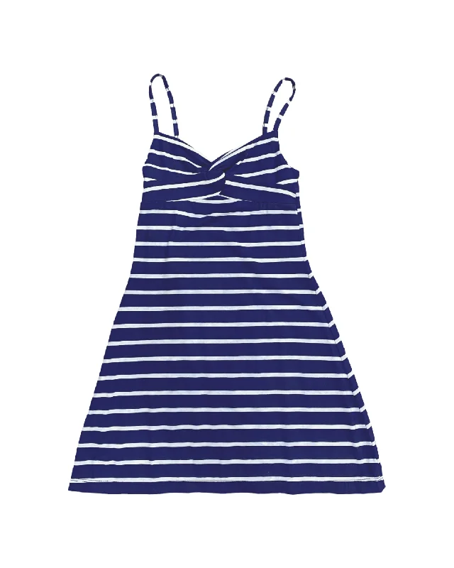 Midnight Sale Navy White Stripe Twist Front Shift Dress