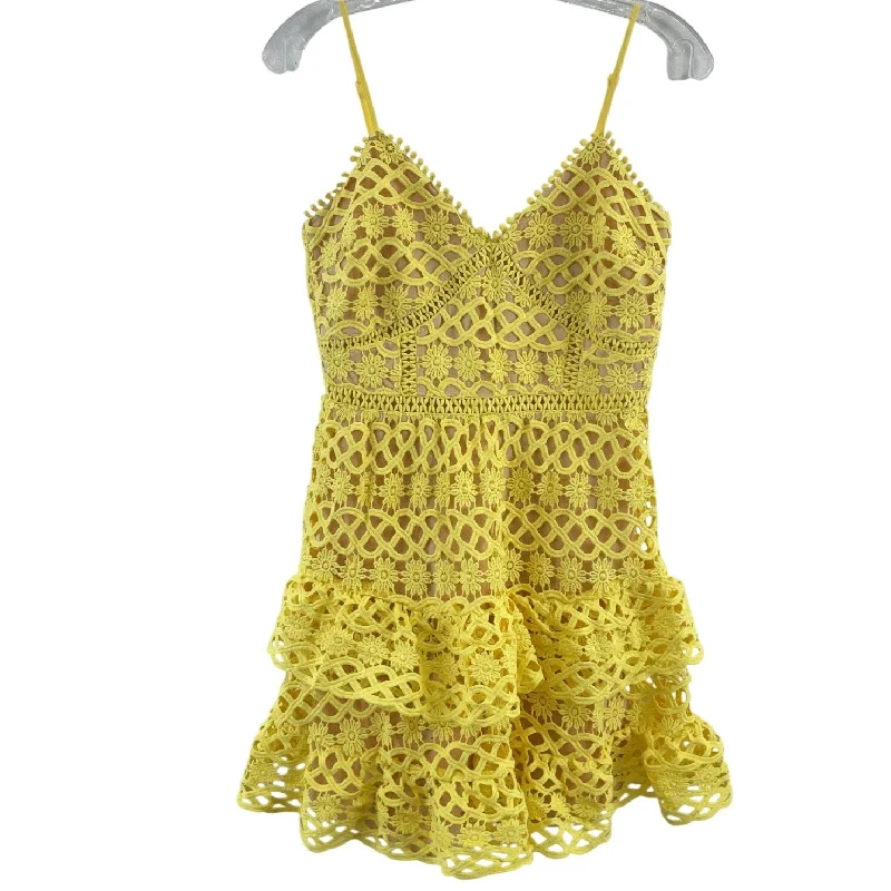 Limited Edition Lulus Yellow Lacy Spaghetti Strap Mini Dress Polyester Women’s Size S Preowned