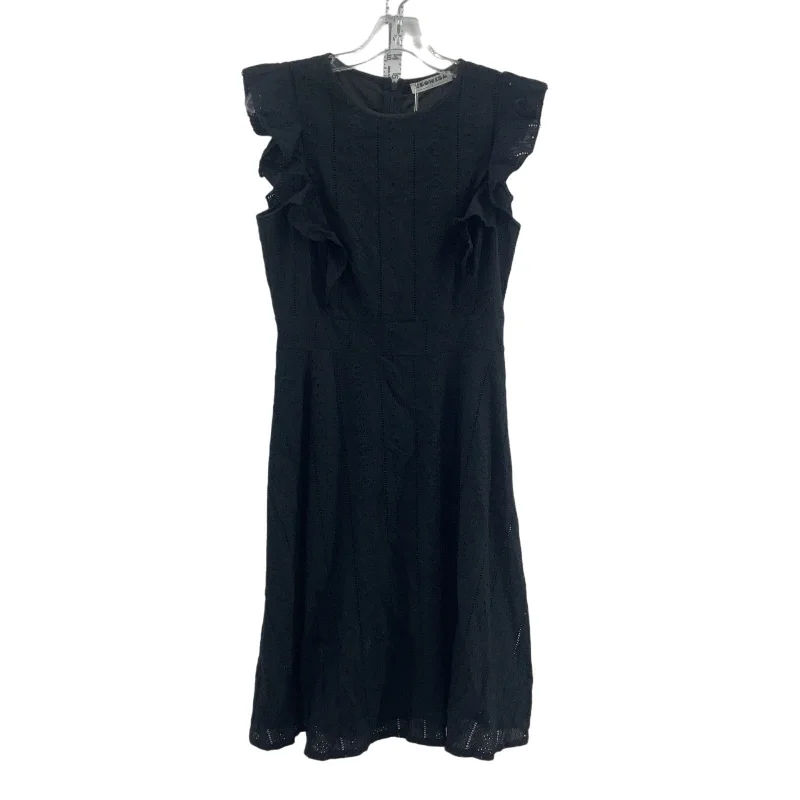 Stock Clearance EcoWish Black Women's Flutter Sleeve Midi A-Line Dress - Viscose, S, NWT