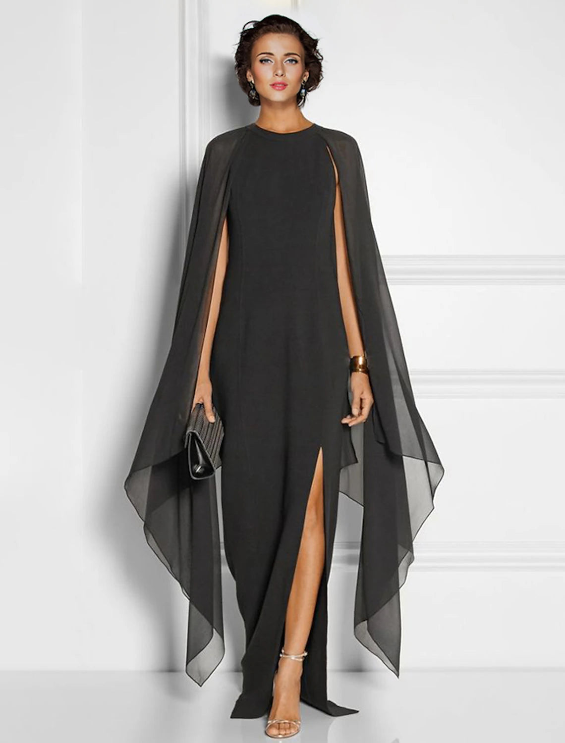 Price Cut Sheath / Column Party Dresses Elegant Dress Wedding Guest Floor Length Sleeveless Jewel Neck Fall Wedding Guest Chiffon with Slit Price Cut Sheath / Column Party Dresses Elegant Dress Wedding Guest Floor Length Sleeveless Jewel Neck Fall Wedding Guest Chiffon with Slit