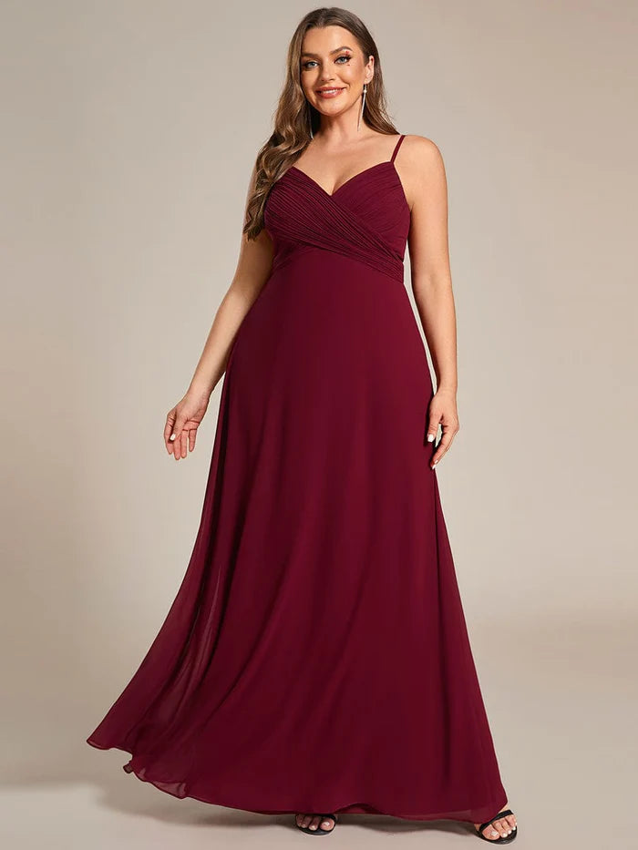 Savings Galore Plus Size Pleated Sweetheart Backless Floor Length Bridesmaid Dress