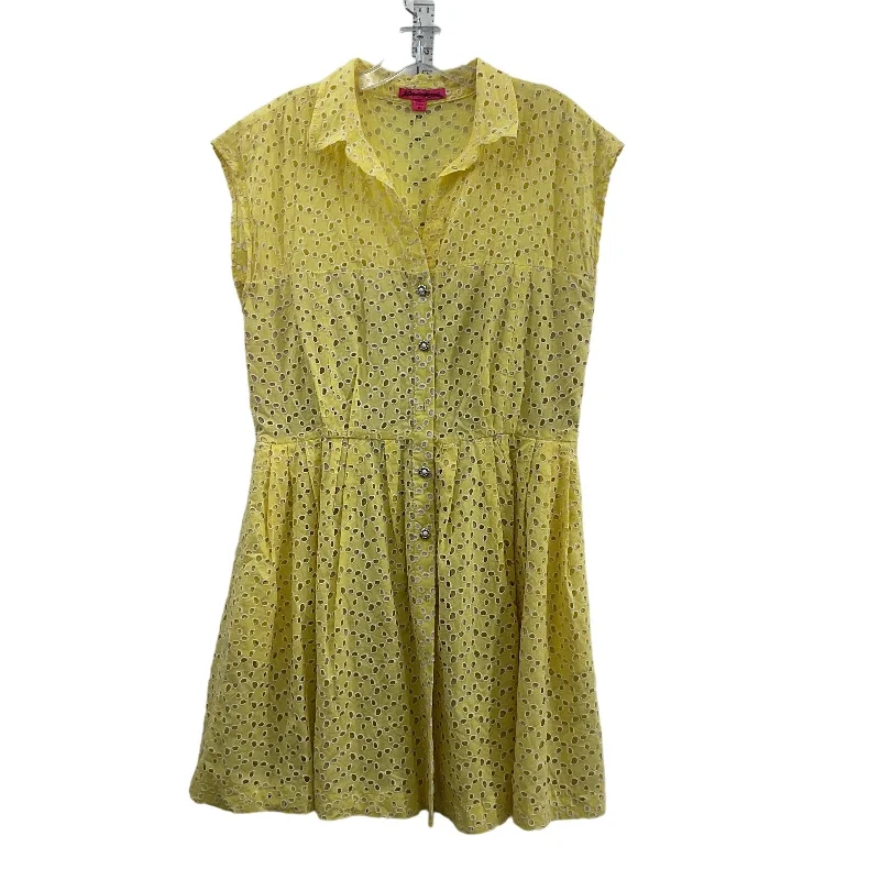Must-Have Deals Betsey Johnson Yellow Embroidered Eyelet A-Line Dress Size 12 Cotton Womens
