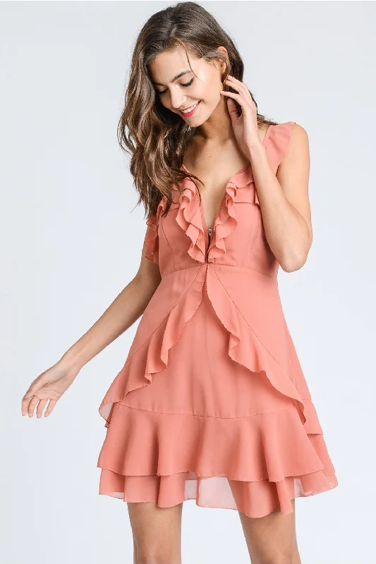 Unmissable Offer Storia dusty rose ruffle dress