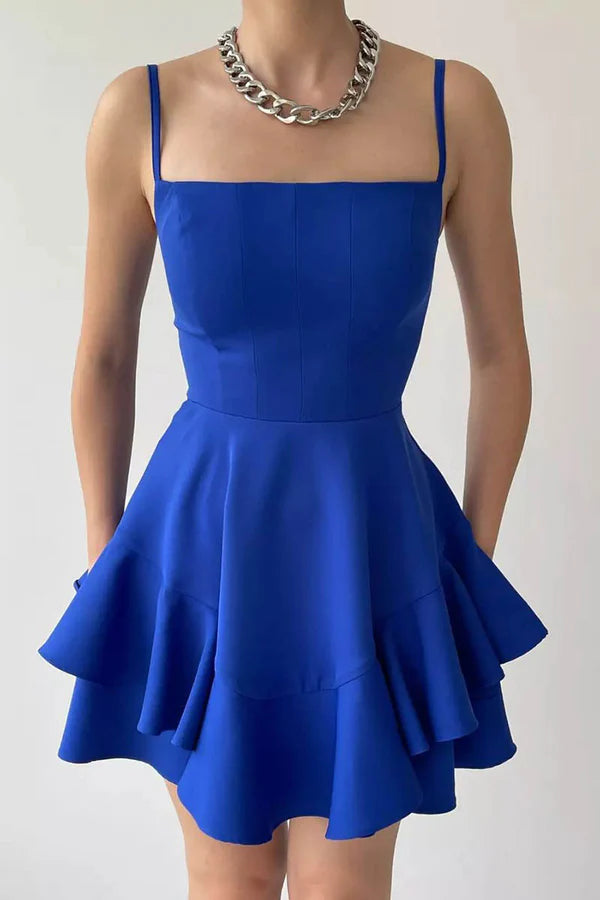 Limited Time Offer A Line Thin Shoulder Strap Short Homecoming Dress