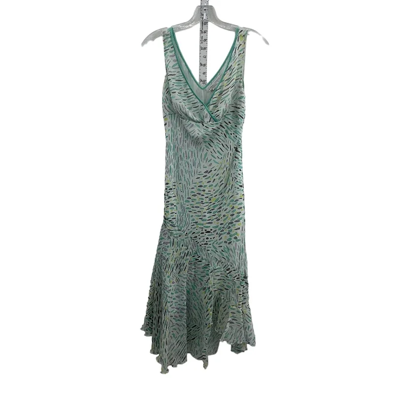 Deal Dash To The Max Blue Chiffon Y2K Printed Silk A-Line Dress, Size 4, Preowned Women's