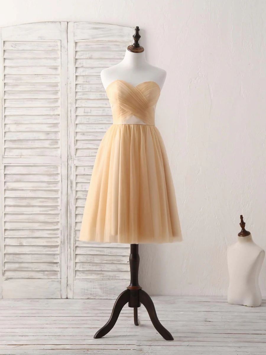 Super Bargain Simple Tulle Champagne Sweetheart Prom Dress Tulle Strapless Bridesmaid Dress Super Bargain Simple Tulle Champagne Sweetheart Prom Dress Tulle Strapless Bridesmaid Dress