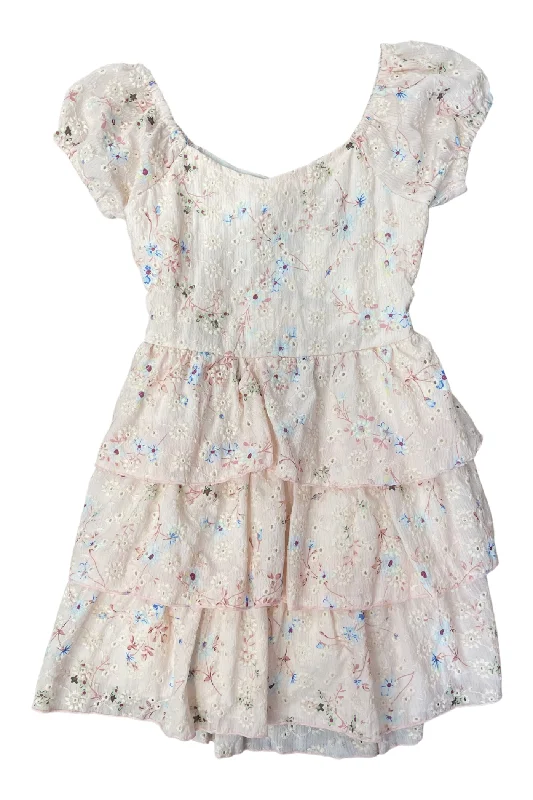Can't Miss Pink Floral Eyelet Puff Sleeve Dress