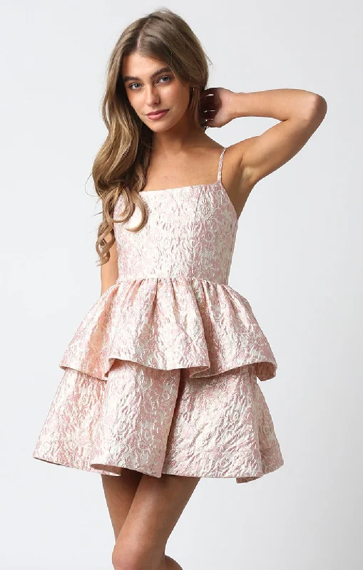 Extra Savings Pink Brocade Party Dress