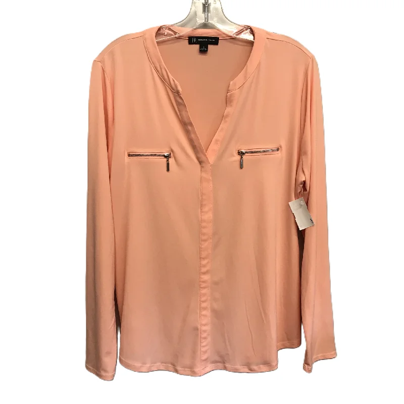 Peach Top Long Sleeve By Inc, Size: L