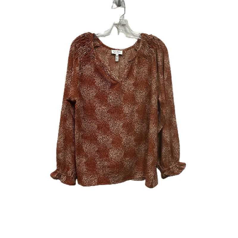 Super Sale Top Long Sleeve By Jessica Simpson In Orange, Size: M