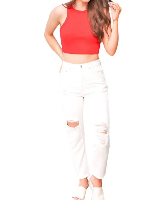 Time-Limited Offer Destroyed Denim Pants In White