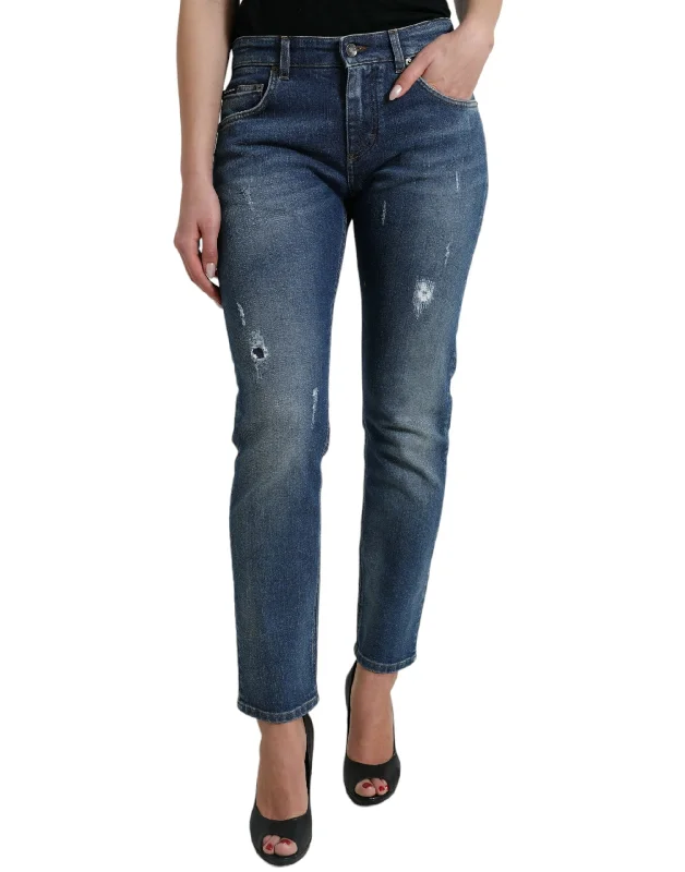 Dolce & Gabbana Chic Boyfriend Mid-Waist Stretch Women's Jeans