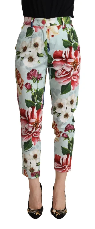 Dolce & Gabbana Elevate Your Chic with Floral Tape Women's Pants