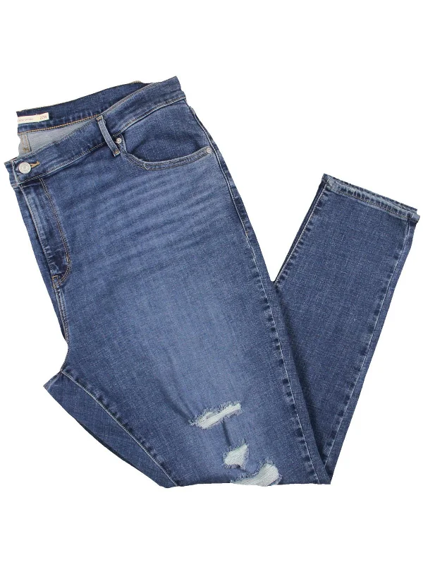 Limited Time Offer Plus Womens Denim Destroyed Skinny Jeans