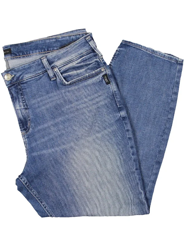 Exclusive Deal Plus Womens Distressed Denim Straight Leg Jeans