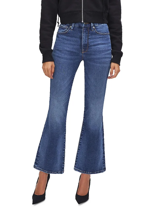 Womens Dark Wash Crop Bootcut Jeans