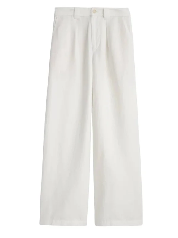 Price Cut Women's Madeline Pleat Twill Trouser In Ecru