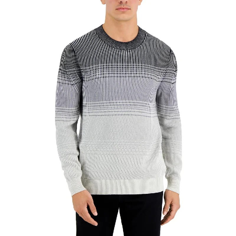 Alfani Mens Ombre Striped Crewneck Sweater