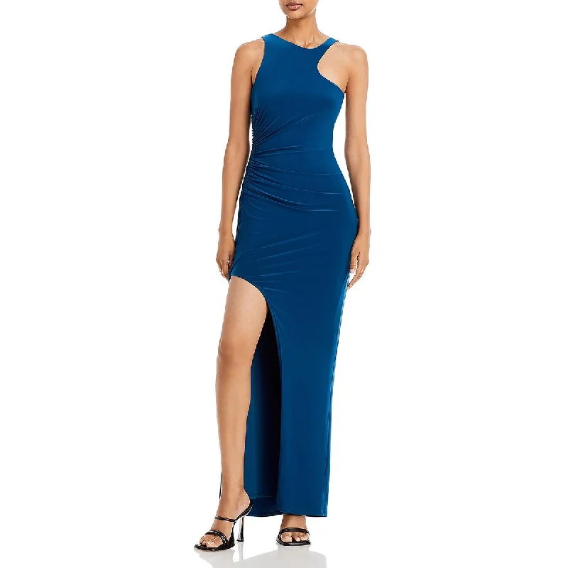 BCBGMAXAZRIA Womens Asymmetric Maxi Evening Dress