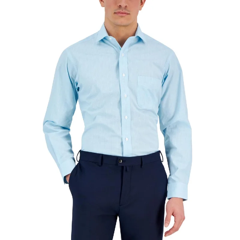 Final Clearance Club Room Mens Plaid Cotton Button-Down Shirt