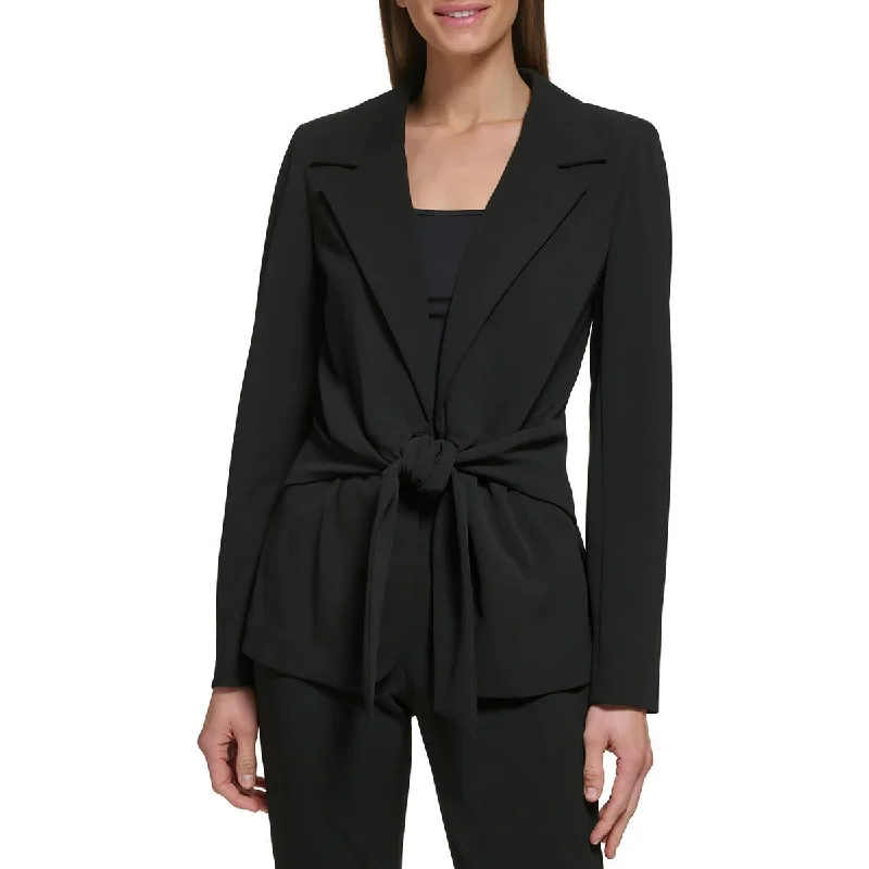 DKNY Womens Peak Lapel Tie Front Suit Jacket