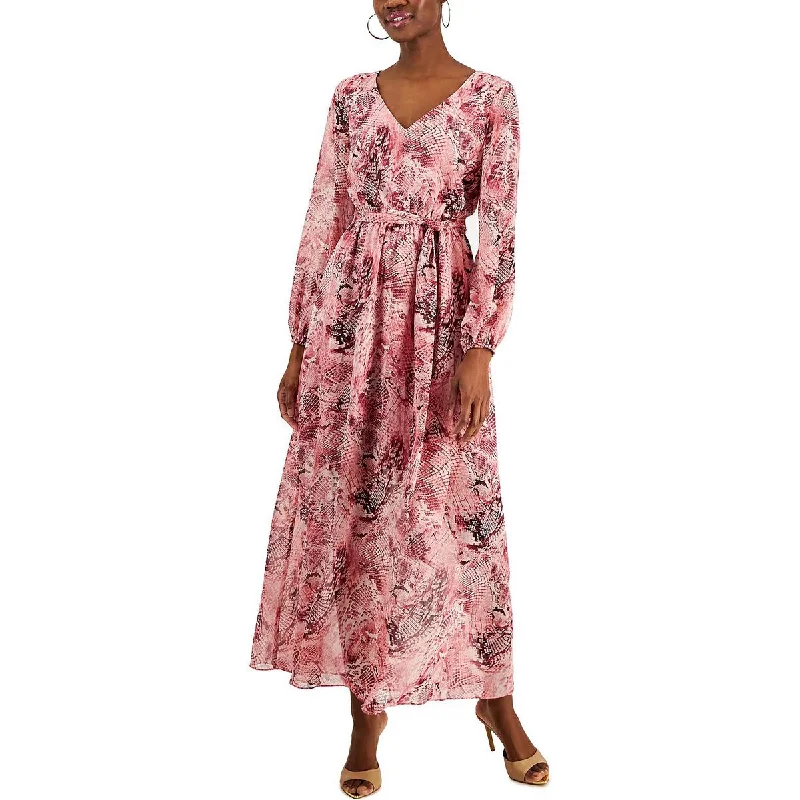 INC Womens Chiffon Snake Print Maxi Dress