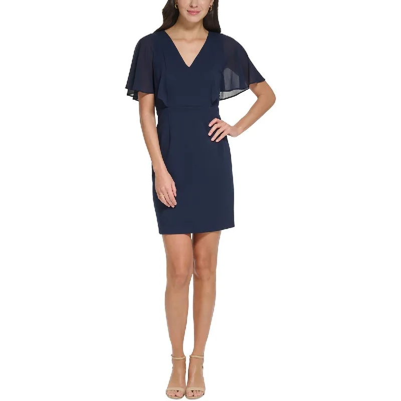 Jessica Howard Womens Petites V Neck Mini Sheath Dress