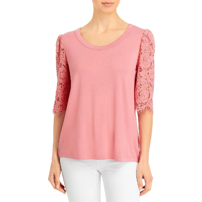 K & C Womens Knit Lace Blouse