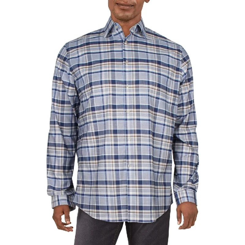 Michael Kors Mens Plaid Stretch Button-Down Shirt