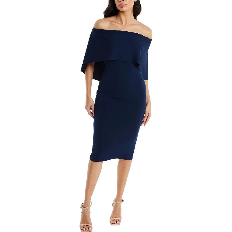 Quiz Womens Juniors Cape Off-The-Shoulder Midi Dress