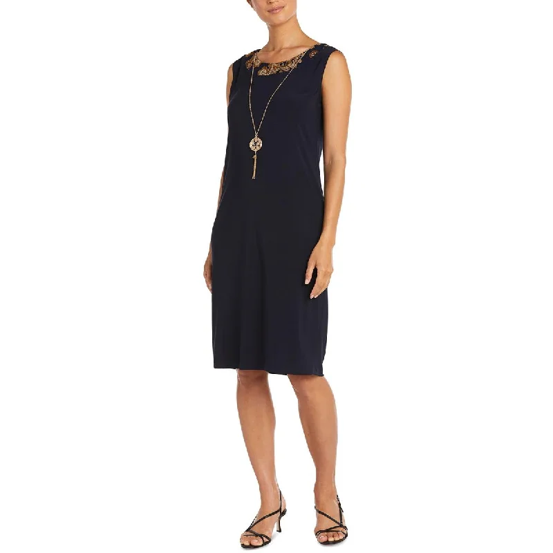 R&M Richards Womens Petites Contrast Trim  Sheath Dress