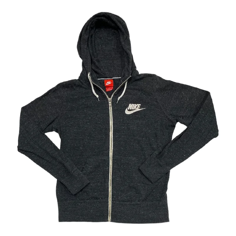Last Chance Athletic Top Long Sleeve Hoodie By Nike Apparel In Grey, Size: L