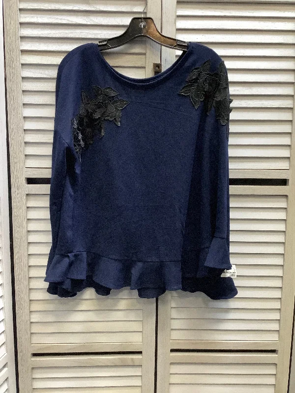 Top Long Sleeve By Lc Lauren Conrad In Navy, Size: Xl