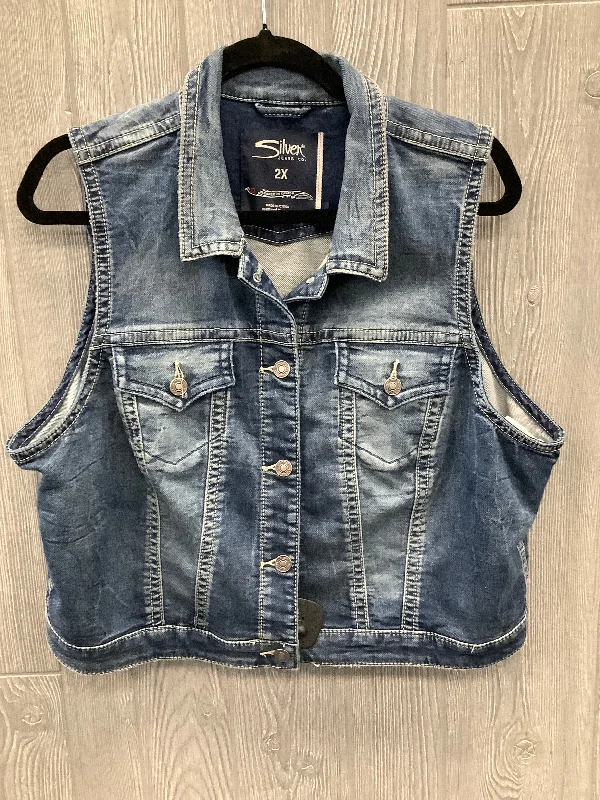Incredible Offers Vest Other By Silver In Blue Denim, Size: 2x